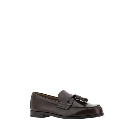 Prada Brown Calf Leather Bos Taurus Slip-On Loafers Prada