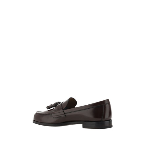 Prada Brown Calf Leather Bos Taurus Slip-On Loafers Prada