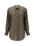 Fendi Brown Silk Pattern Shirt Fendi