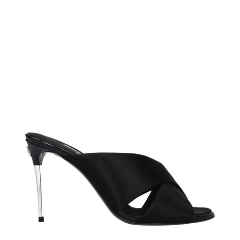 Dolce & Gabbana Black Satin Stiletto Heel Sandals Dolce & Gabbana