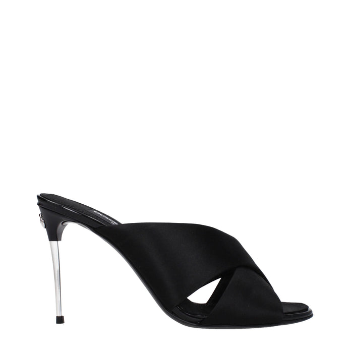 Dolce & Gabbana Black Satin Stiletto Heel Sandals Dolce & Gabbana