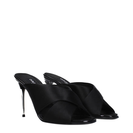 Dolce & Gabbana Black Satin Stiletto Heel Sandals Dolce & Gabbana