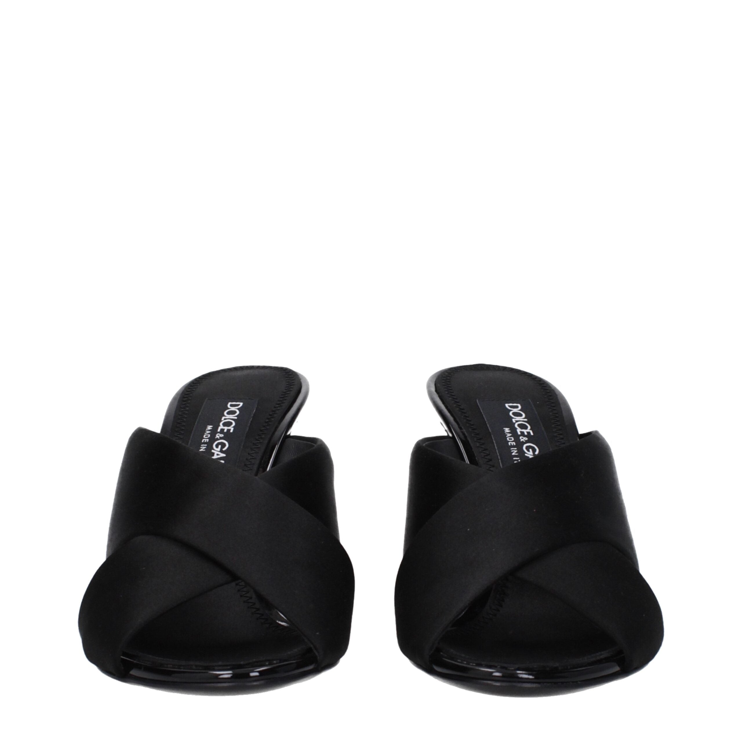 Dolce & Gabbana Black Satin Stiletto Heel Sandals Dolce & Gabbana