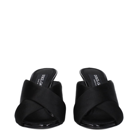 Dolce & Gabbana Black Satin Stiletto Heel Sandals Dolce & Gabbana