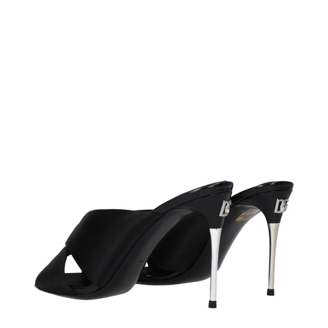 Dolce & Gabbana Black Satin Stiletto Heel Sandals Dolce & Gabbana