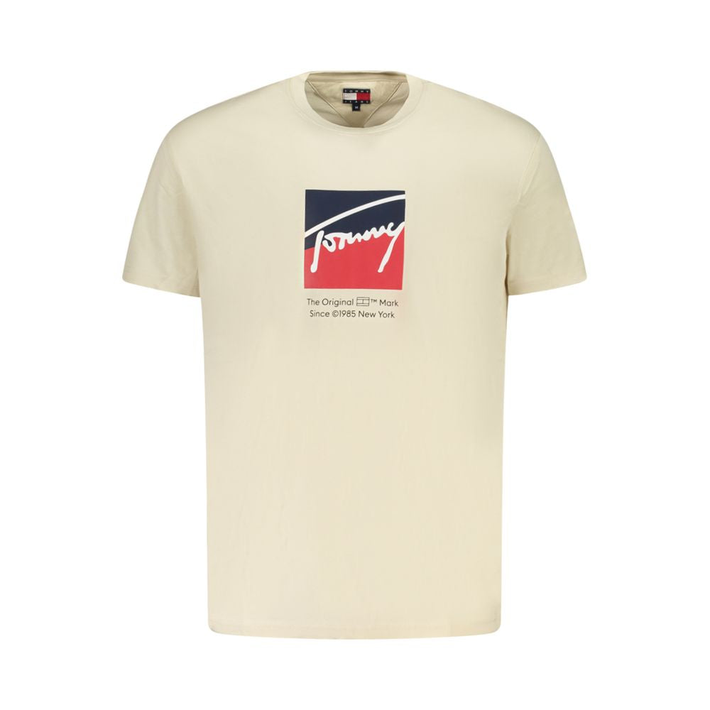 Tommy Hilfiger Beige Cotton Men T-Shirt Tommy Hilfiger