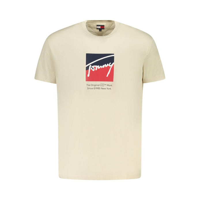 Tommy Hilfiger Beige Cotton Men T-Shirt Tommy Hilfiger
