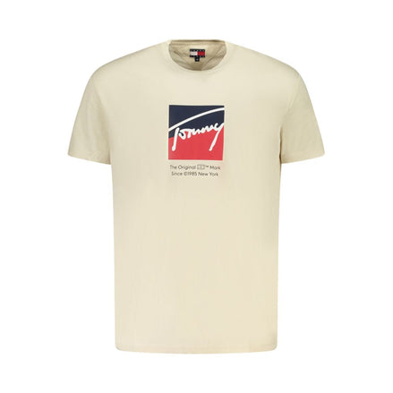 Tommy Hilfiger Beige Cotton Men T-Shirt Tommy Hilfiger