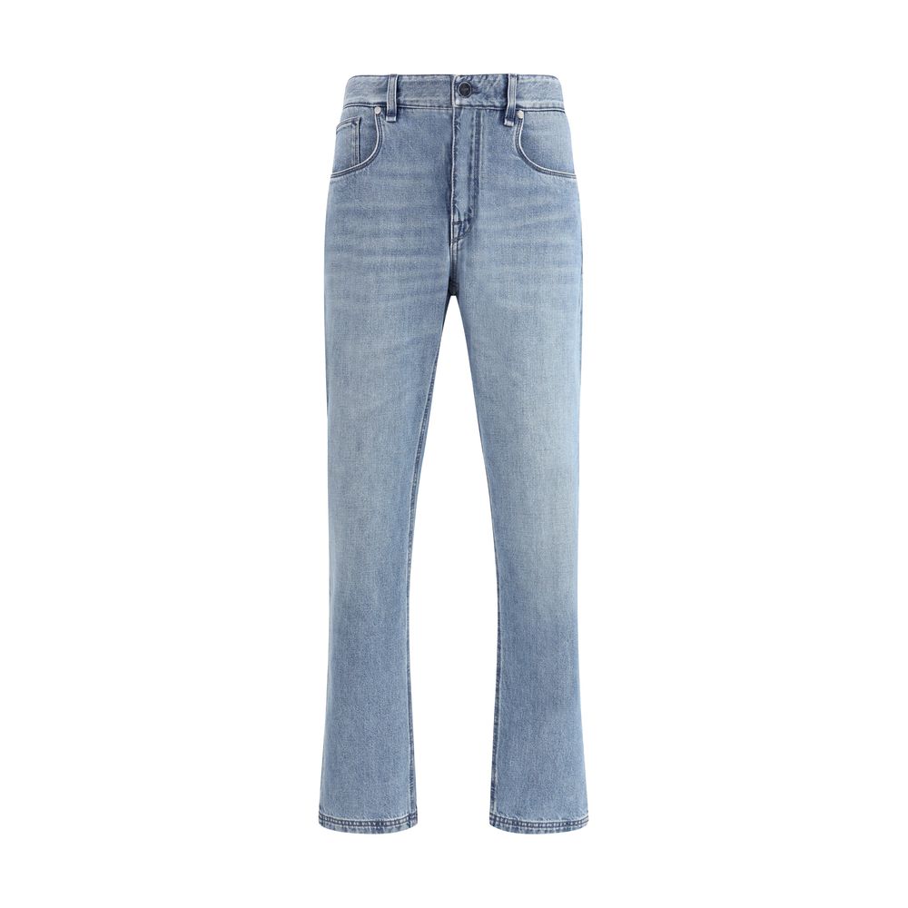 Fendi Light Blue Cotton Straight-Leg Jeans Fendi
