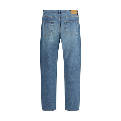 Saint Laurent Blue Cotton Straight-Leg Jeans Saint Laurent