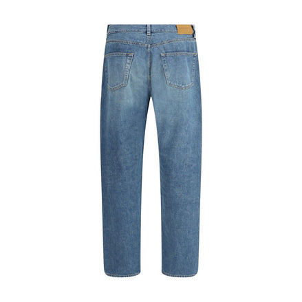 Saint Laurent Blue Cotton Straight-Leg Jeans Saint Laurent
