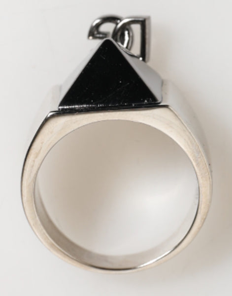 Dolce & Gabbana Silver Tone Pyramid DG Logo Real Brass Ring Dolce & Gabbana