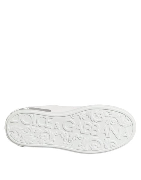 Dolce & Gabbana White Purple Leather Low Top Sneakers Shoes Dolce & Gabbana
