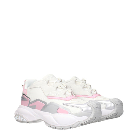 Versace White Fabric Chunky Sneakers Versace