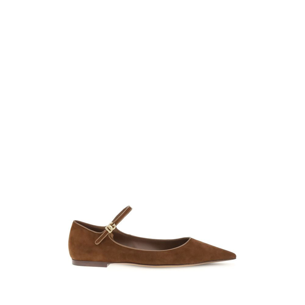 Dolce & Gabbana Brown Goatskin Ballet Flats Dolce & Gabbana