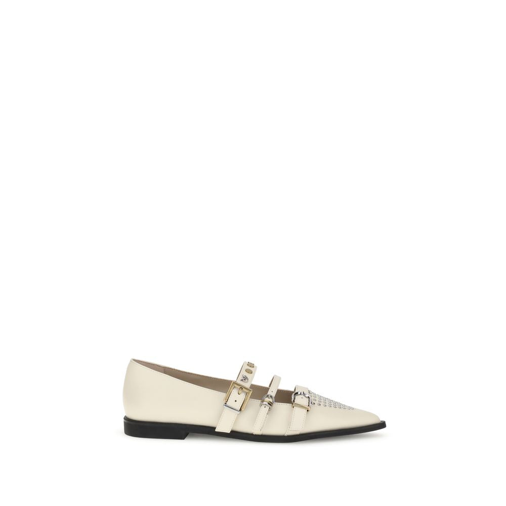 PINKO Cream Leather Ballet Flats PINKO