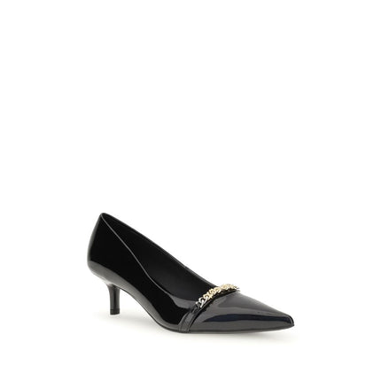 PINKO Black Calf Leather Bos Taurus Mid Heel Pumps PINKO