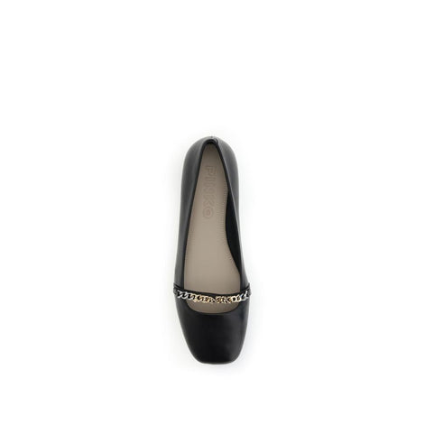 PINKO Black Calf Leather Bos Taurus Ballet Flats PINKO