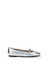 PINKO Silver Calf Leather Bos Taurus Ballet Flats PINKO