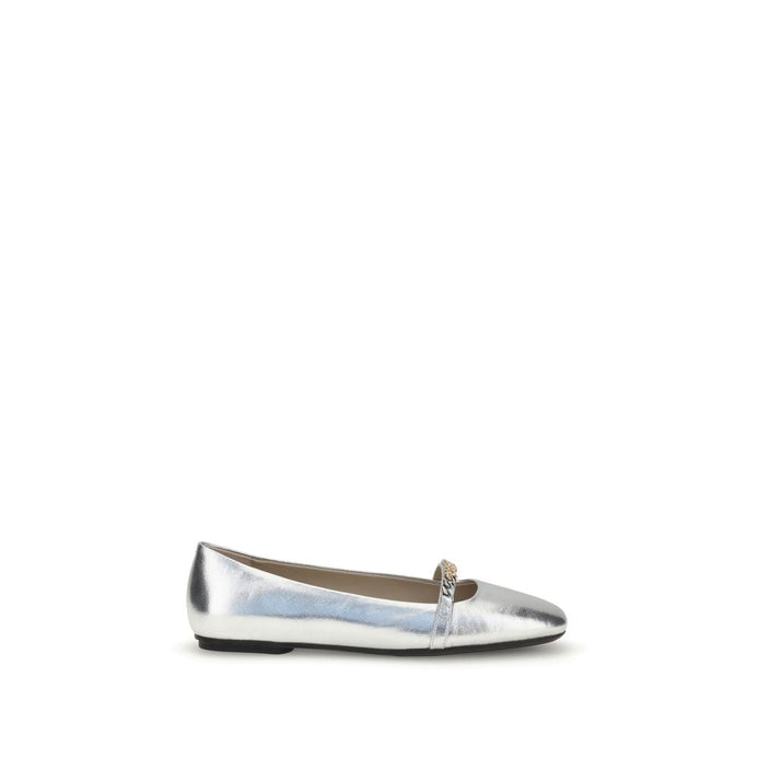 PINKO Silver Calf Leather Bos Taurus Ballet Flats PINKO