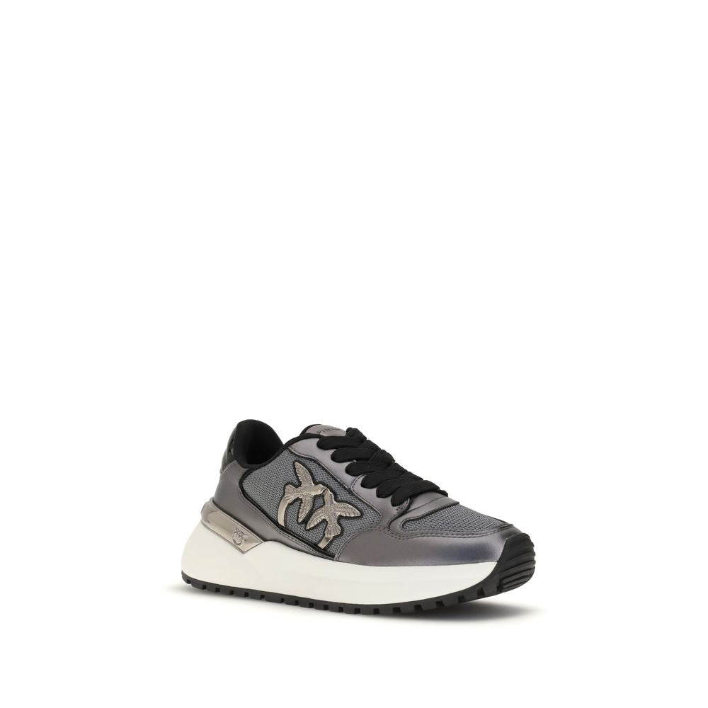 PINKO Gray Fabric Low Top Sneakers PINKO