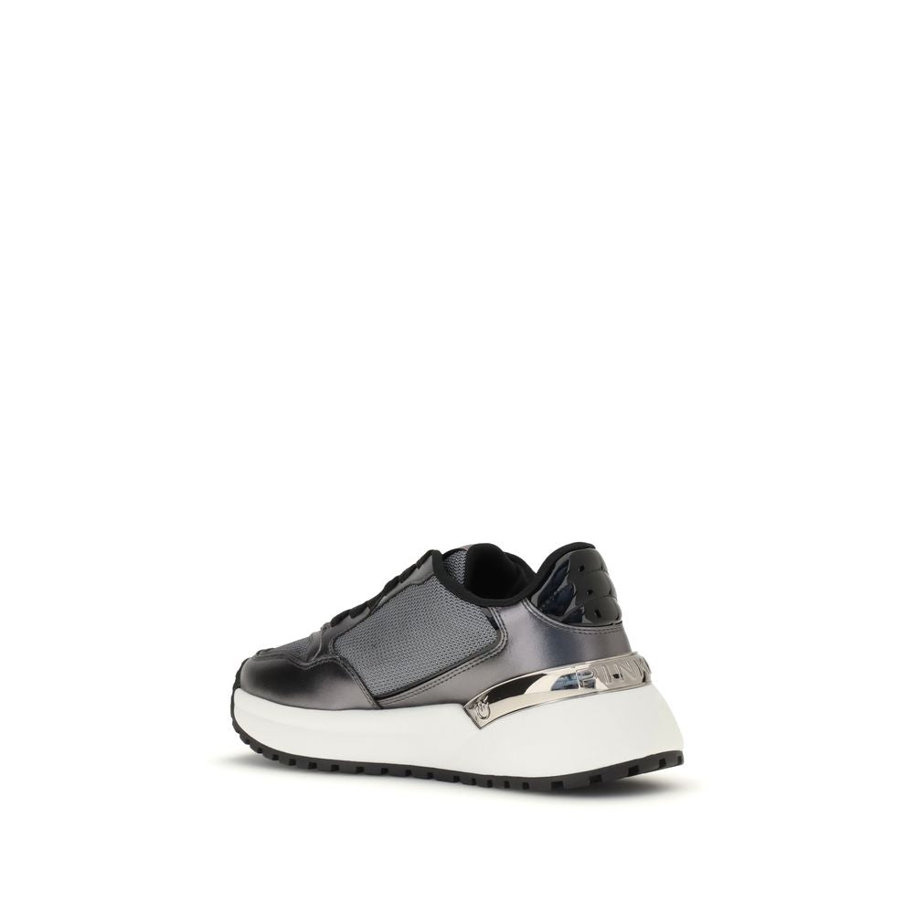 PINKO Gray Fabric Low Top Sneakers PINKO