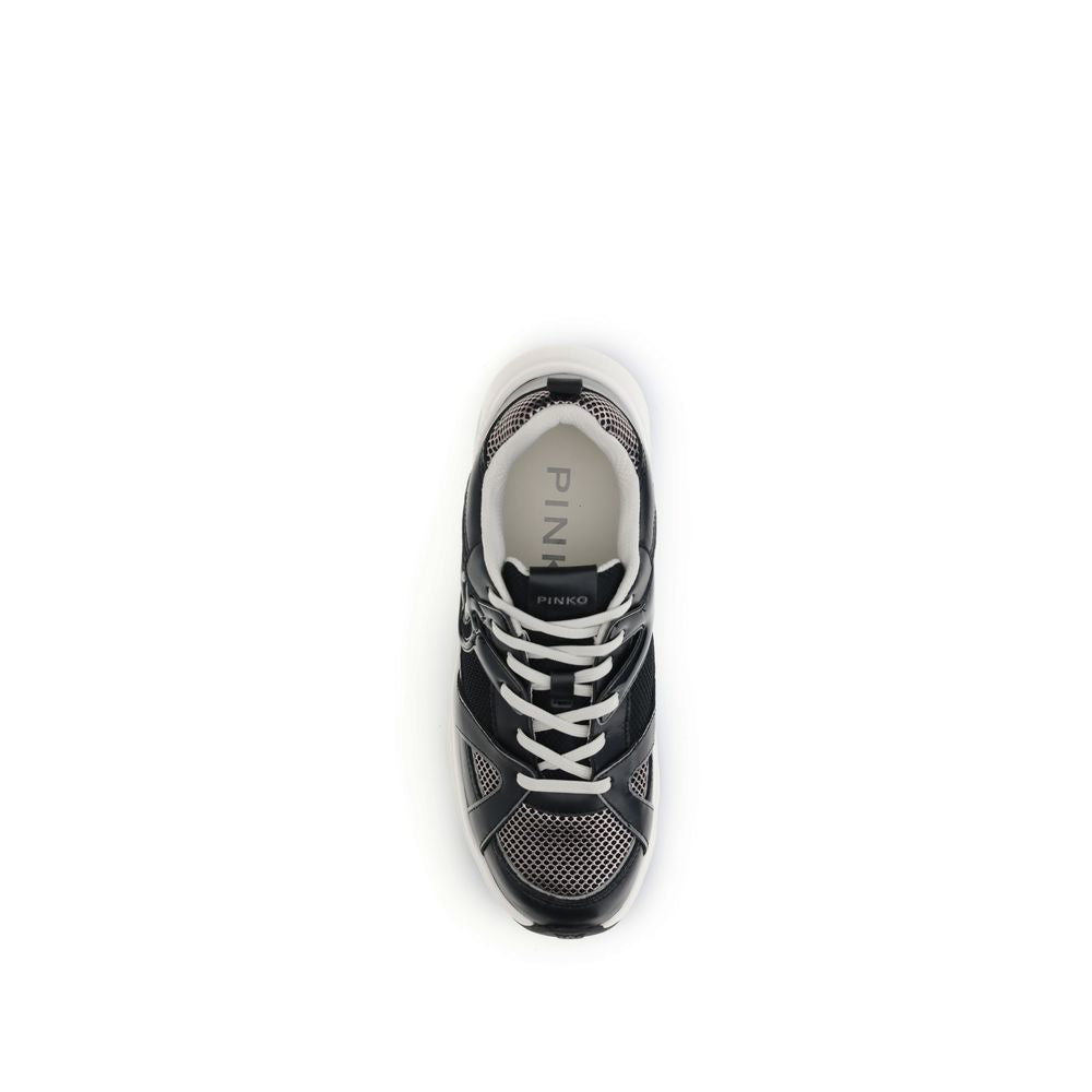 PINKO Black Calf Leather Bos Taurus Chunky Sneakers PINKO