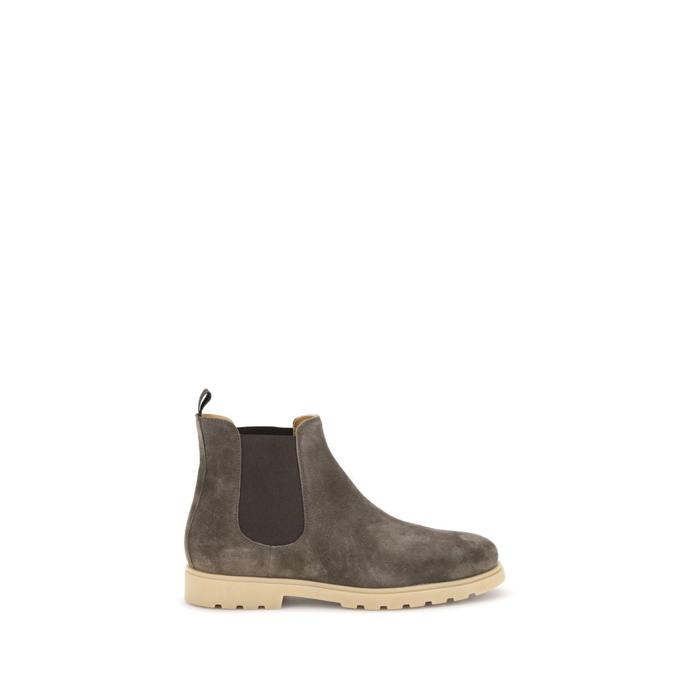 Kiton Brown Rubber Chelsea Boots Kiton