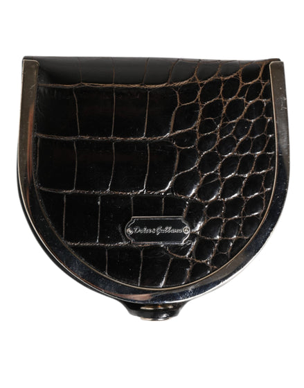 Dolce & Gabbana Black Polished Crocodile Leather Mens Coin Purse Wallet Dolce & Gabbana