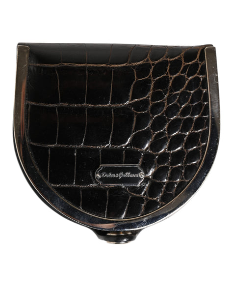 Dolce & Gabbana Black Polished Crocodile Leather Mens Coin Purse Wallet Dolce & Gabbana