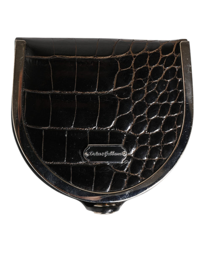 Dolce & Gabbana Black Polished Crocodile Leather Mens Coin Purse Wallet Dolce & Gabbana