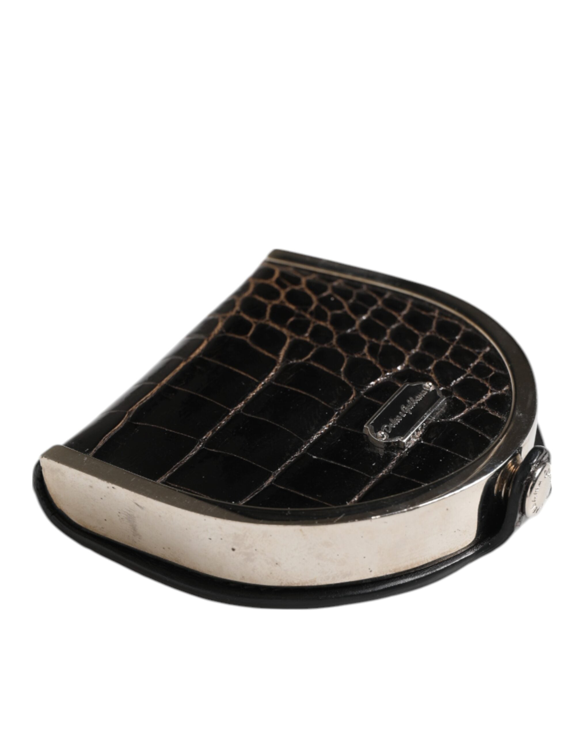 Dolce & Gabbana Black Polished Crocodile Leather Mens Coin Purse Wallet Dolce & Gabbana