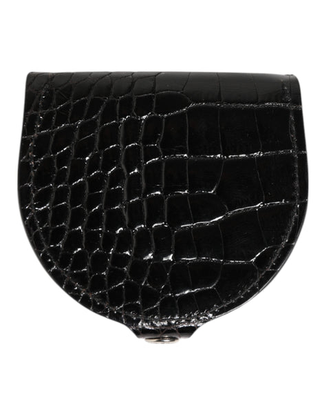 Dolce & Gabbana Black Polished Crocodile Leather Mens Coin Purse Wallet Dolce & Gabbana