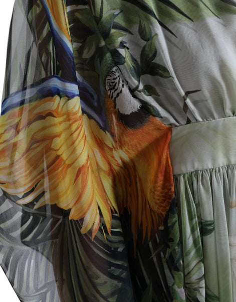 Dolce & Gabbana Multicolor Silk Jungle Print Women Maxi Dress Dolce & Gabbana