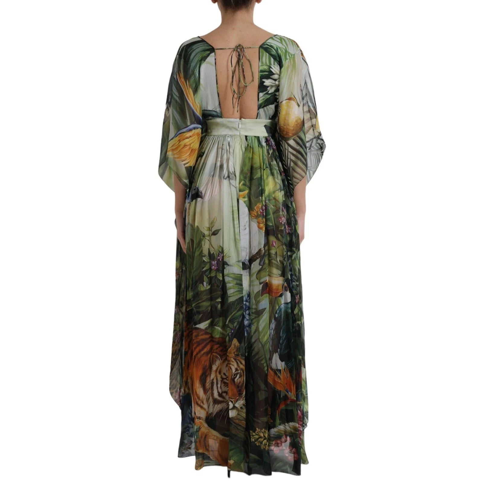 Dolce & Gabbana Multicolor Silk Jungle Print Women Maxi Dress Dolce & Gabbana