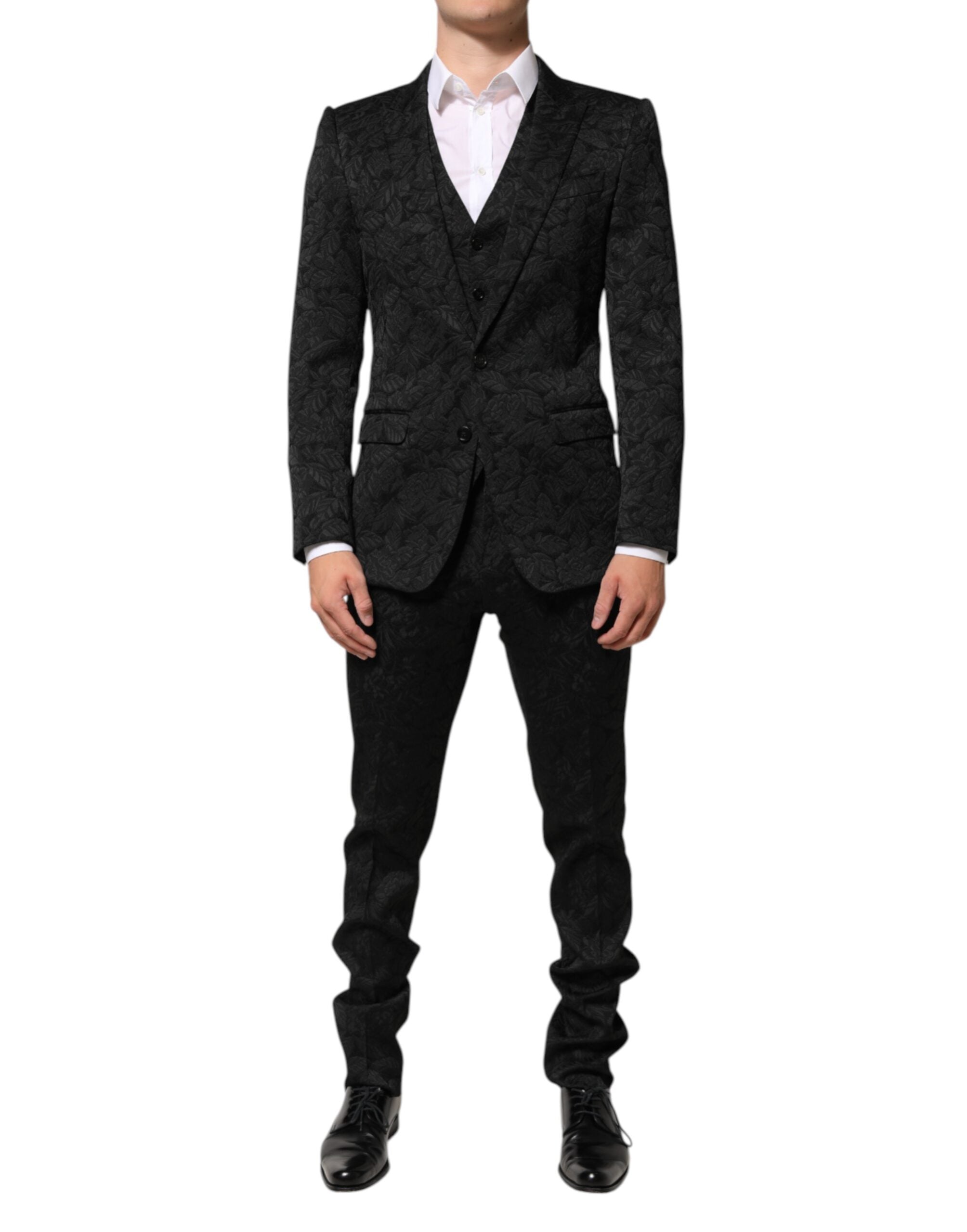 Dolce & Gabbana Black 3 Piece Brocade Jacquard Suit MARTINI Dolce & Gabbana