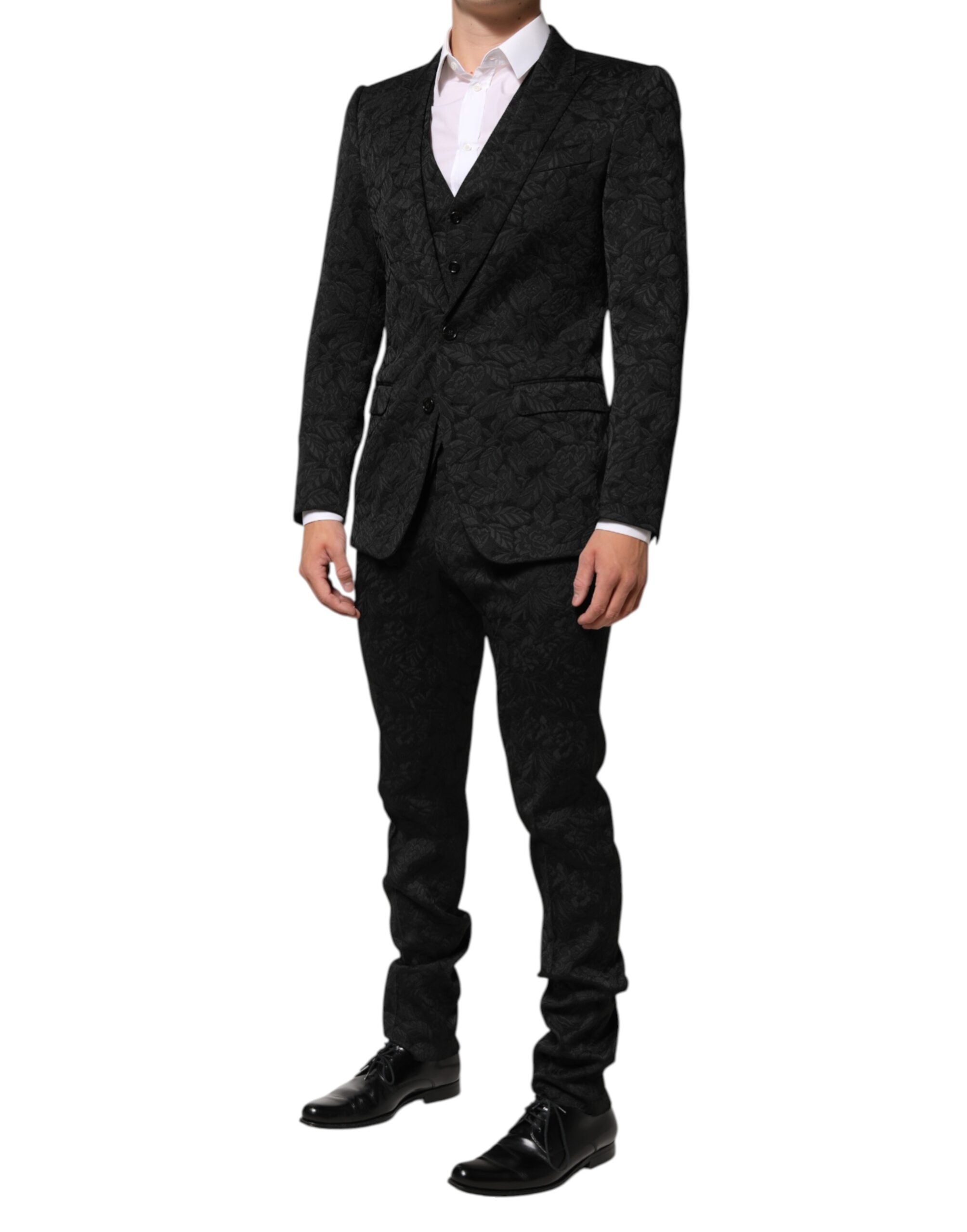 Dolce & Gabbana Black 3 Piece Brocade Jacquard Suit MARTINI Dolce & Gabbana