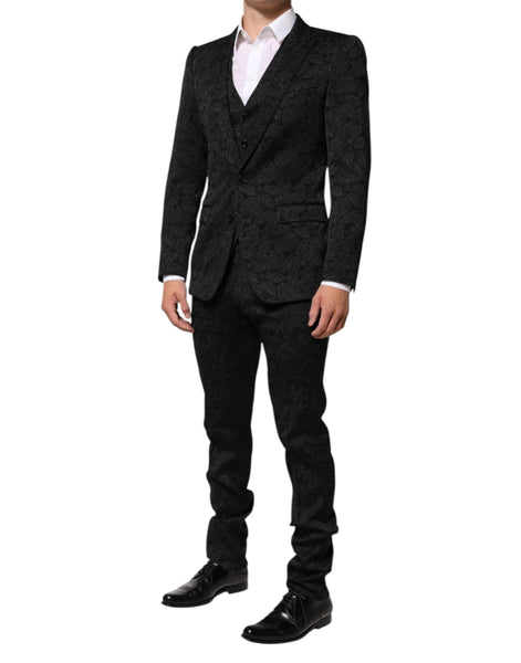 Dolce & Gabbana Black 3 Piece Brocade Jacquard Suit MARTINI Dolce & Gabbana
