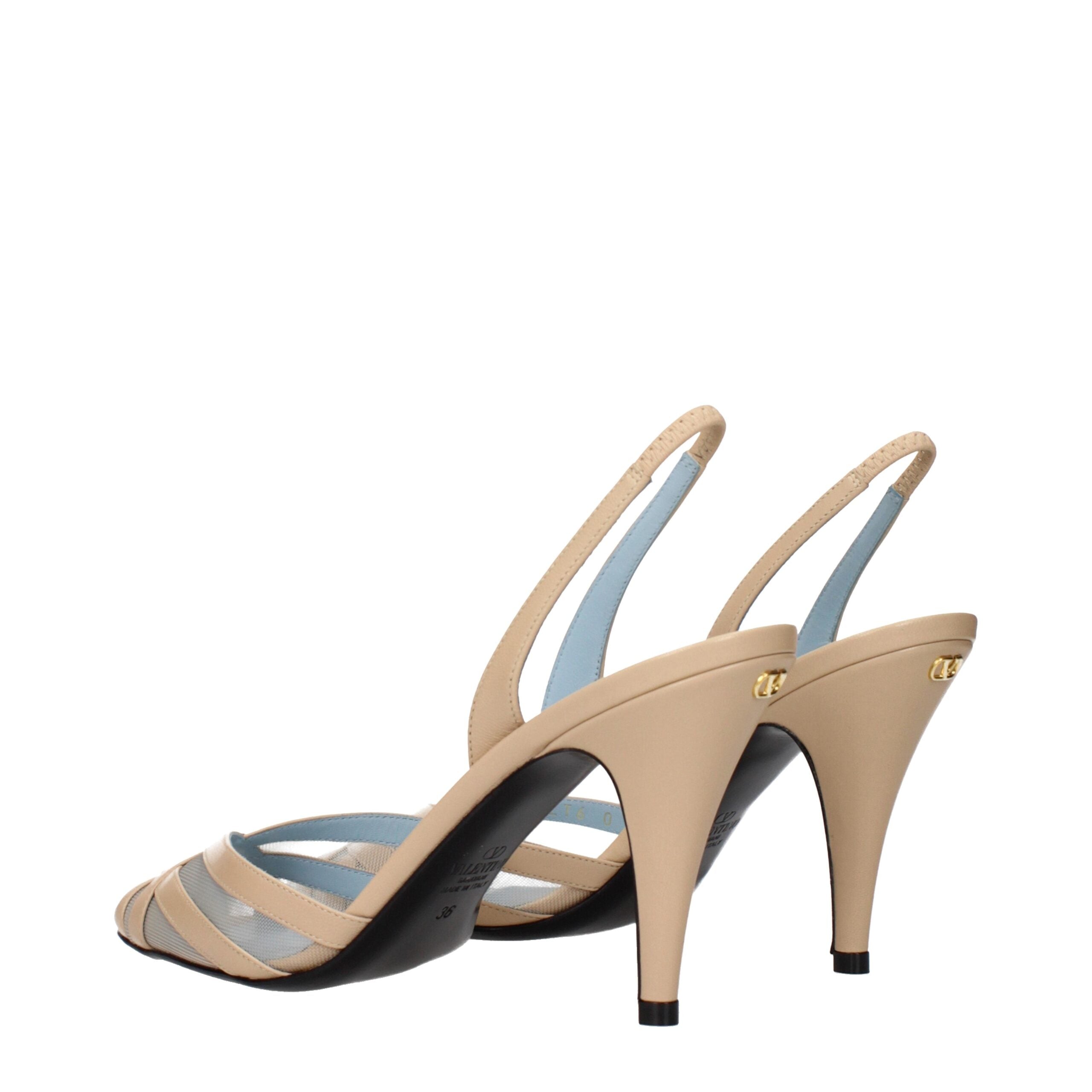 Valentino Garavani Beige Leather Stiletto Heel Sandals Valentino Garavani