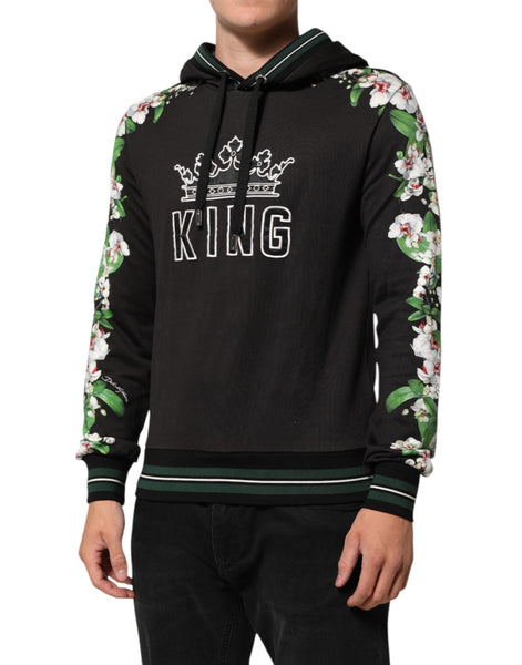 Dolce & Gabbana KING Black Orchid Floral Crown Logo Hoodie Sweater Dolce & Gabbana