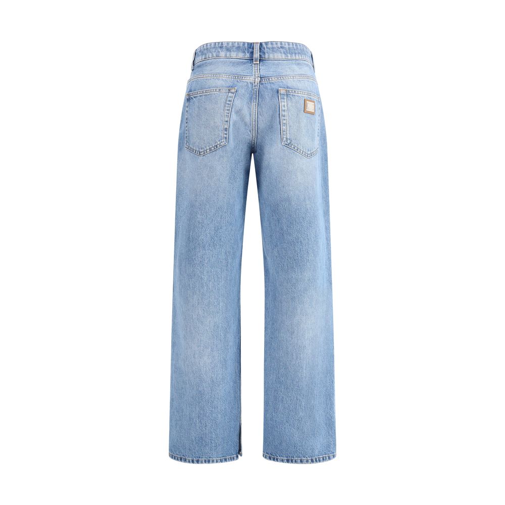 Dolce & Gabbana Light Blue Cotton Straight-Leg Jeans Dolce & Gabbana