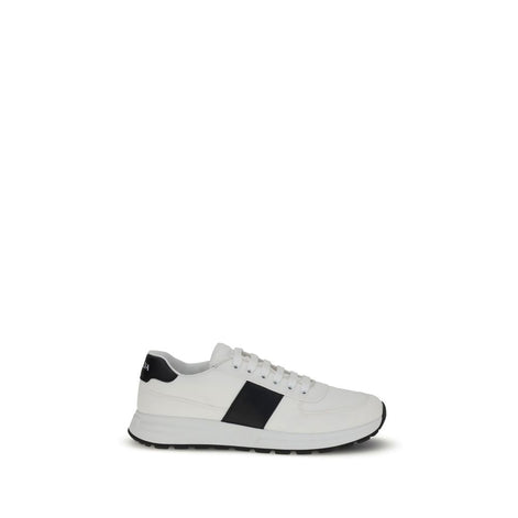Prada White Calf Leather Bos Taurus Low Top Sneakers