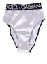 Dolce & Gabbana White Satin High-Waist Black Logo Women Underwear Dolce & Gabbana