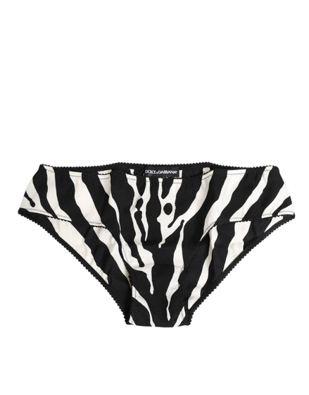 Dolce & Gabbana Black White Zebra Print Slip Briefs Underwear Dolce & Gabbana