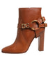 Dolce & Gabbana Brown Leather DG Logo Buckle Ankle Boots Shoes Dolce & Gabbana