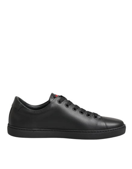 Dolce & Gabbana Black Leather Crystal Heart Low Top Sneakers  Shoes Dolce & Gabbana