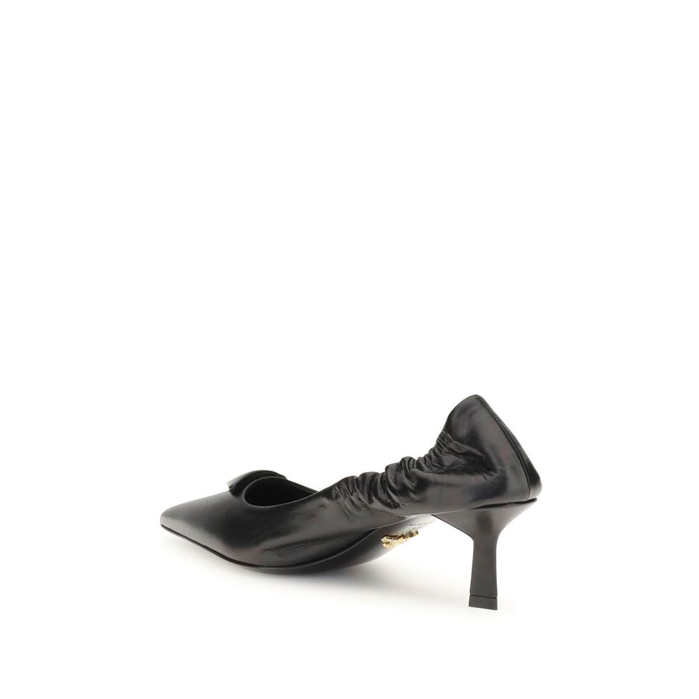 Prada Black Calf Leather Bos Taurus High Heel Pumps Prada