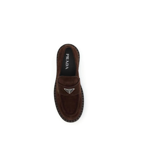 Prada Brown Calf Leather Bos Taurus Slip-On Loafers Prada
