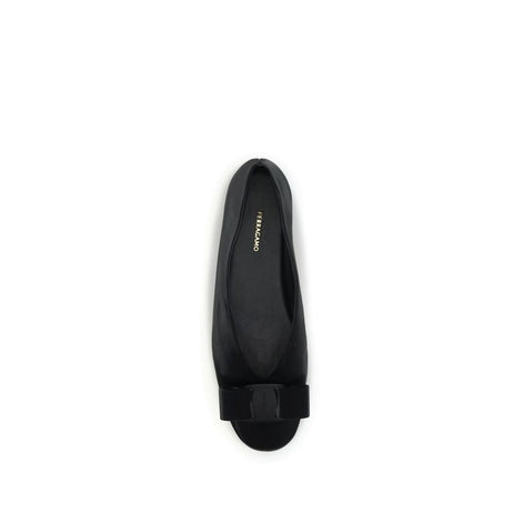 Ferragamo Black Calf Leather Bos Taurus Ballet Flats Ferragamo