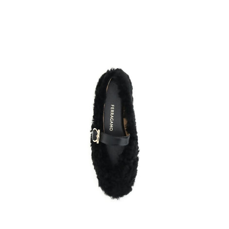 Ferragamo Black Fur Ballet Flats Ferragamo